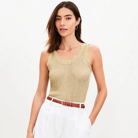 LOFT Tops - LOFT Shimmer Ribbed Sweater Tank Top Sz Medium
